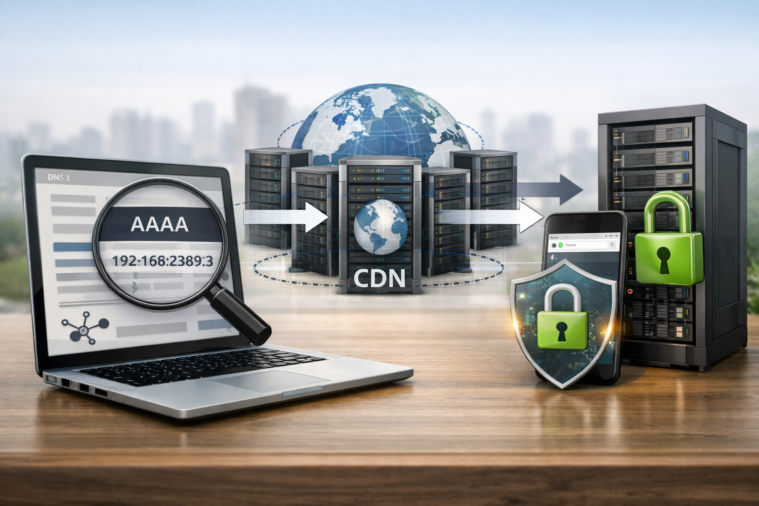 kiểm tra dns aaaa record, cdn và https