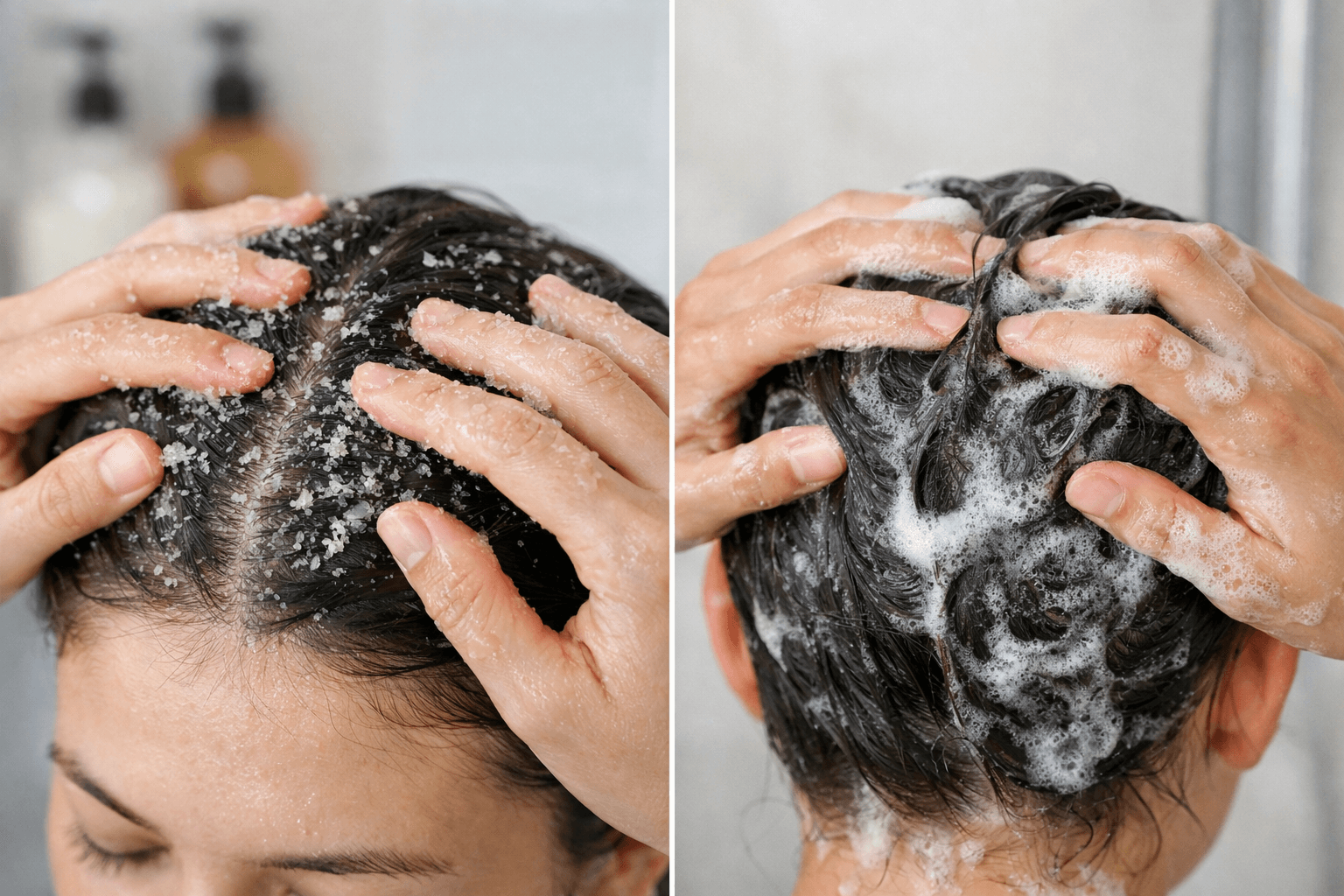 Tẩy tế bào chết da đầu và massage: làm vừa đủ để không kích ứng