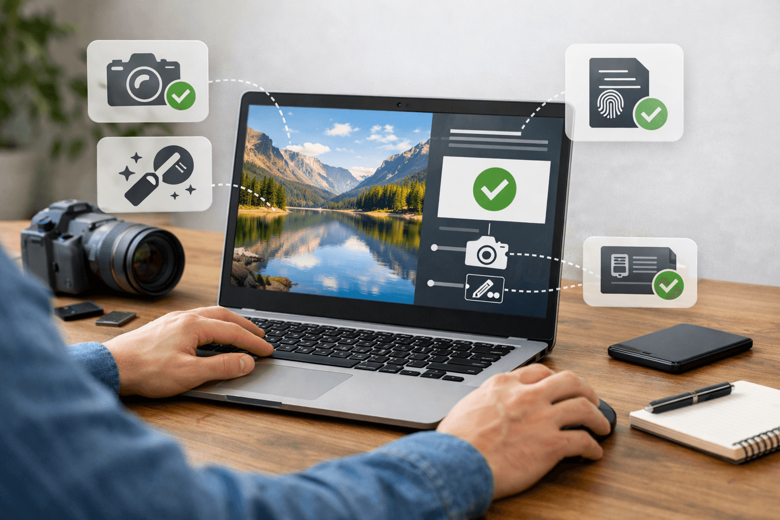 yuav txheeb xyuas keeb kwm duab nrog credentio hauv computer li cas