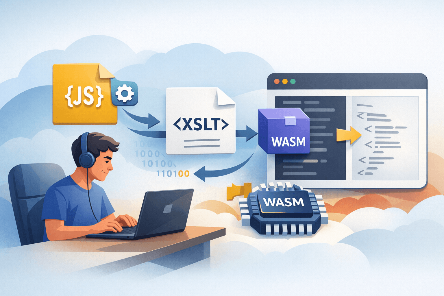 Phương án 3: dùng bộ xử lý XSLT trong JavaScript/WASM