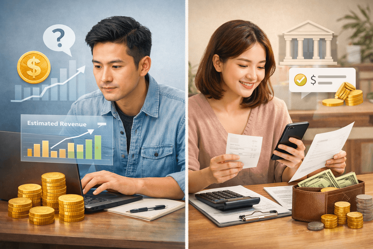 Phân biệt doanh thu ước tính với tiền được trả