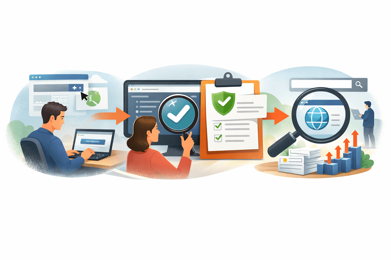 Phân biệt thêm website, xác minh và lập chỉ mục