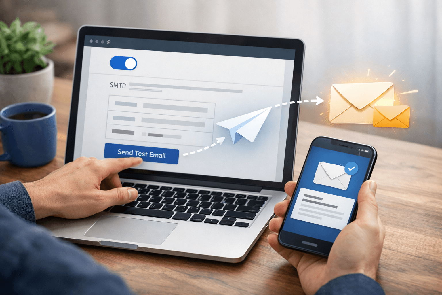 5. Bật gửi email qua Brevo và gửi email thử